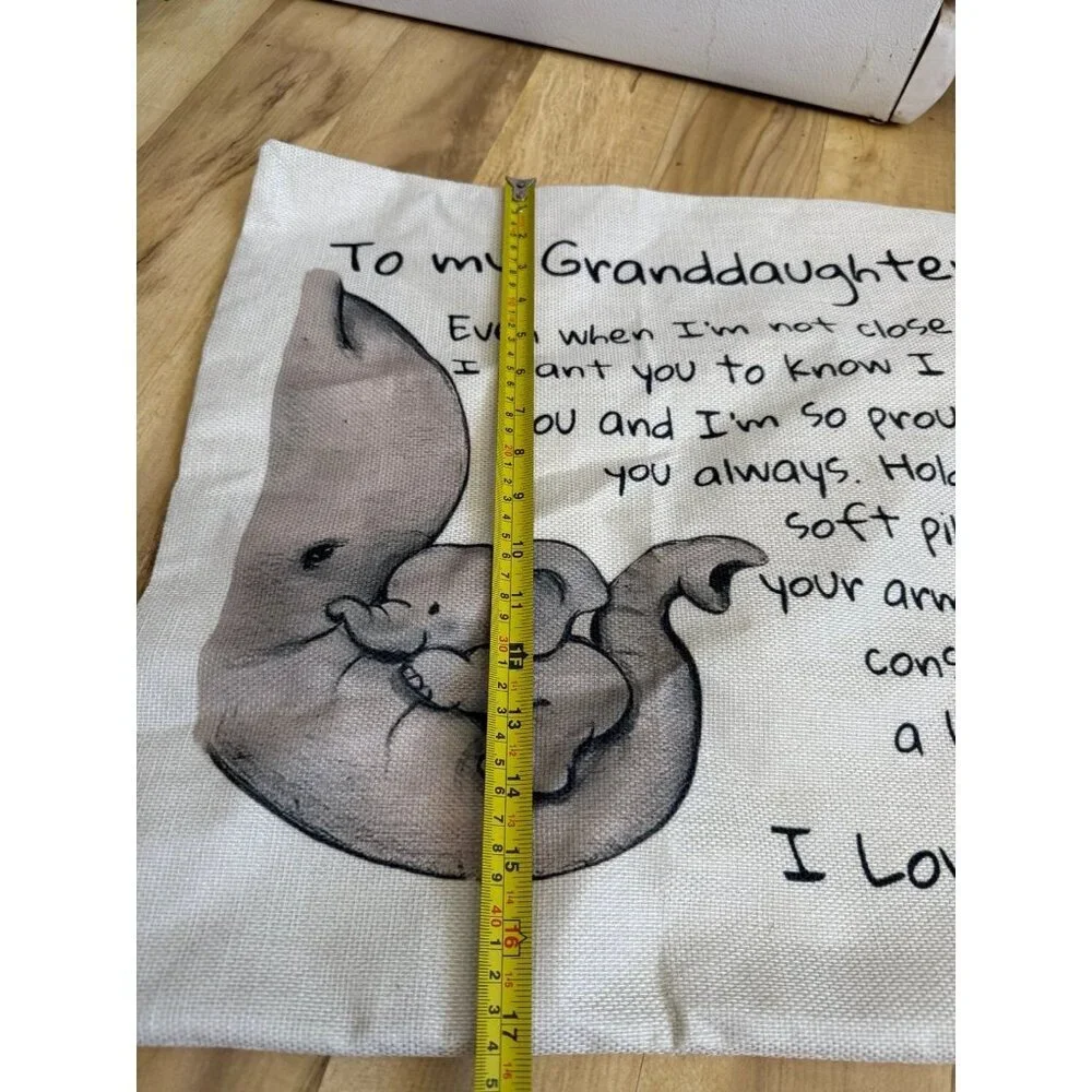Granddaughter Quote Throw Pillowcase with Elephant Design